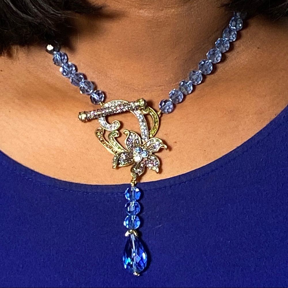 Heidi Daus Blue Crystal Necklace 2